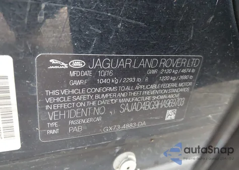 2017 Jaguar Xe 25T Premium из США, поврежденный, VIN SAJAD4BG9HA969703